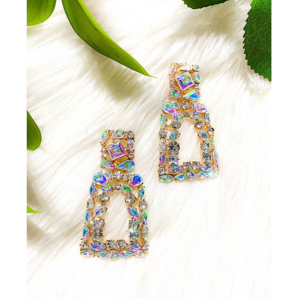 NEW WITH LOVE, MOLLY women's the jade earrings in crystal